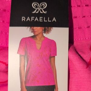 Rafaella Pink Notch-Neck Short Sleeve Top